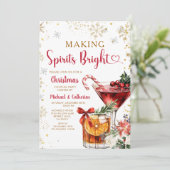 Making Spirits Bright Christmas Cocktail party Einladung (Stehend Vorderseite)