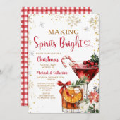 Making Spirits Bright Christmas Cocktail party Einladung (Vorne/Hinten)