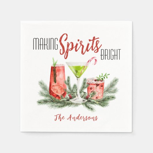 Making Spirits Bright Festive Cocktailparty Serviette (Vorderseite)