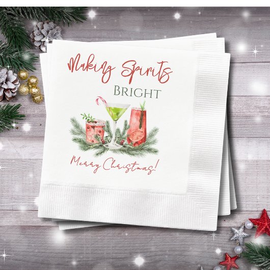 Making Spirits Bright Frohe Weihnachten Cocktail Serviette