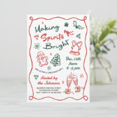 Making Spirits Bright Hand Drawn Christmas Party Einladung (Stehend Vorderseite)
