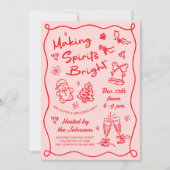 Making Spirits Bright Hand Drawn Christmas Party Einladung (Vorderseite)