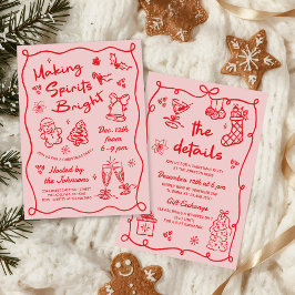 Making Spirits Bright Hand Drawn Christmas Party Einladung