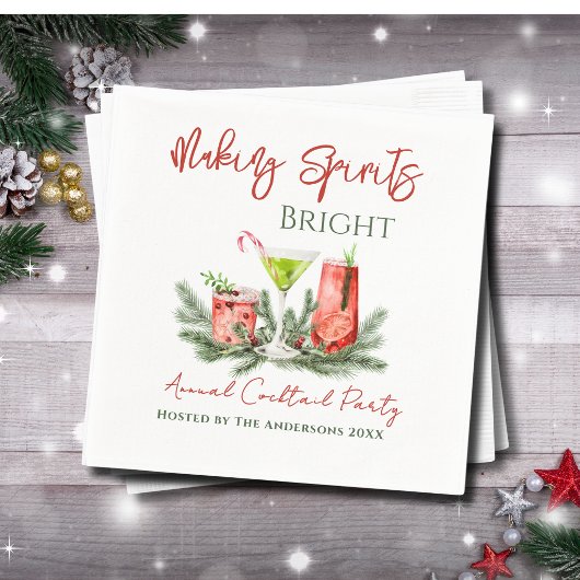 Making Spirits Bright Holiday Cocktail Party Serviette
