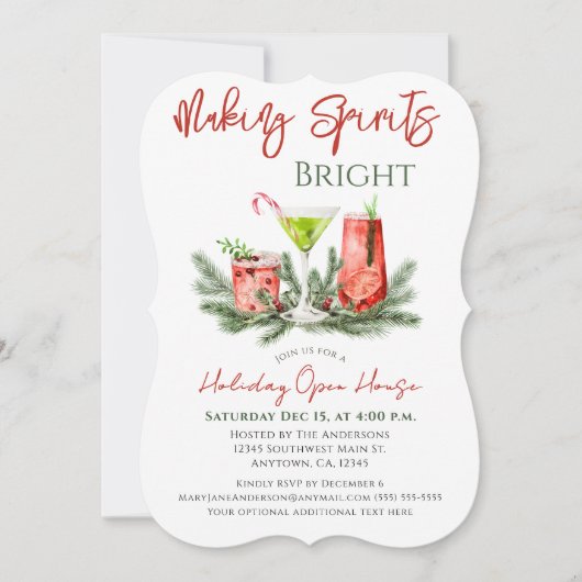 Making Spirits Bright Holiday Open House Einladung (Vorderseite)
