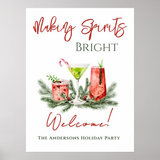 Making Spirits Bright Holiday Party Welcome Poster (Vorne)