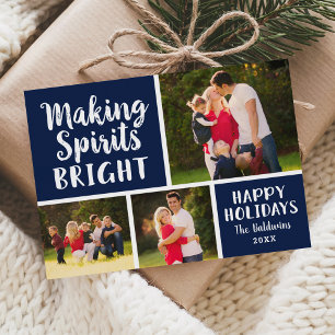 Making Spirits Bright Marine Skript Foto-Collage Feiertagskarte
