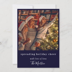 Making Spirits Bright Navy-Blaues Weihnachtsfoto Feiertagskarte