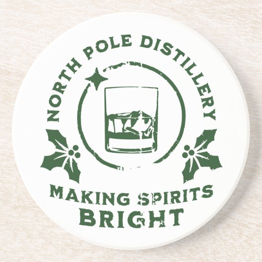 Making Spirits Bright North Pole Destillerie Grün Getränkeuntersetzer (Vorne)