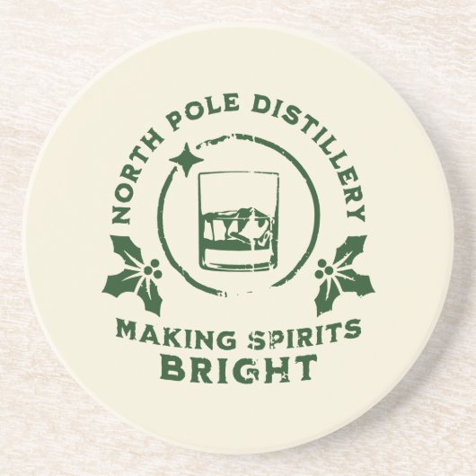 Making Spirits Bright North Pole Distillery Green Getränkeuntersetzer (Vorne)