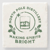 Making Spirits Bright North Pole Distillery Green Steinuntersetzer (Vorderseite)