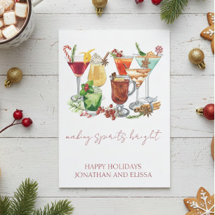 Making Spirits Bright Weihnachts-Cocktail Feiertagskarte