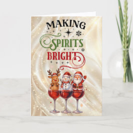 Making Spirits Bright Wine Glass Christmas Feiertagskarte