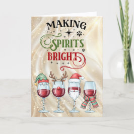 Making Spirits Bright Wine Glass Christmas Feiertagskarte