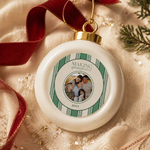 Making Spirits Bright Zwei-Foto-Streifen-Feiertag Keramik Kugel-Ornament