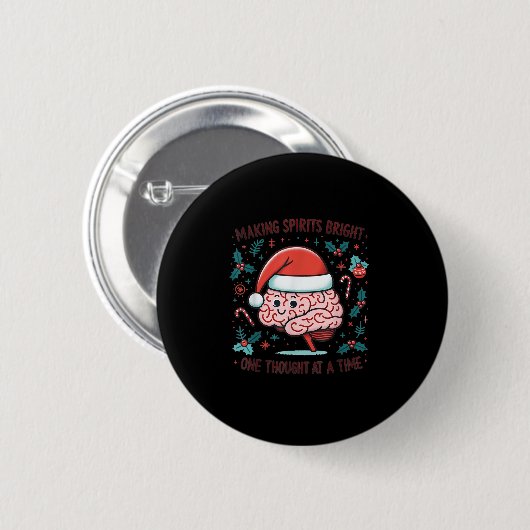 Making Srits Bright Funny Brain Christmas Mental H Button (Vorne & Hinten)