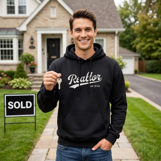 Makler EST Jahr Baseball Schriftzug Typografie Uni Hoodie