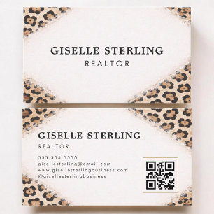 Makler Gepard Leopardendruck QR-Code Visitenkarte