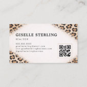 Makler Gepard Leopardendruck QR-Code Visitenkarte (Rückseite)