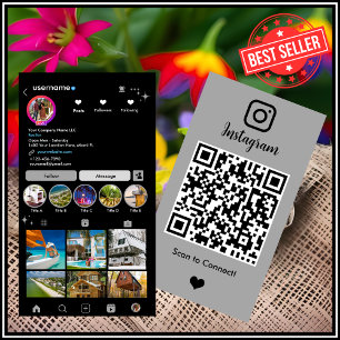 Makler Instagram Immobilienmakler Grauer QR-Code Visitenkarte