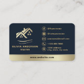 Makler Navyblau Gold Visitenkarte (Vorderseite)