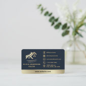 Makler Navyblau Gold Visitenkarte (Stehend Vorderseite)