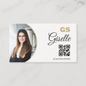 Makler Neutral Gold Foto Monogramm QR-Code Visitenkarte (Vorderseite)