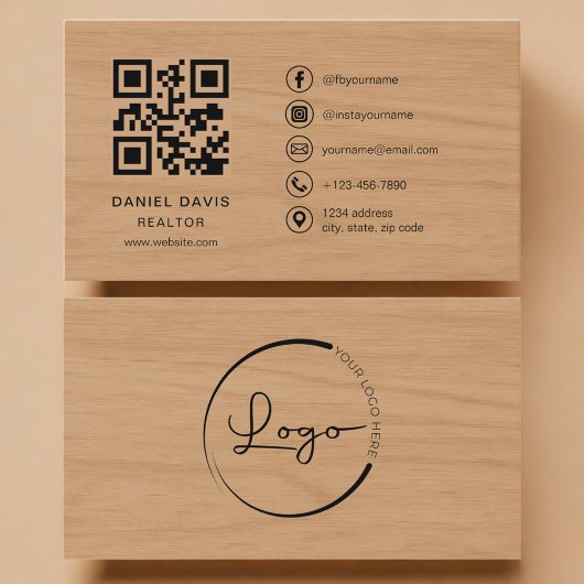 Makler Wood Professional QR Code Visitenkarte