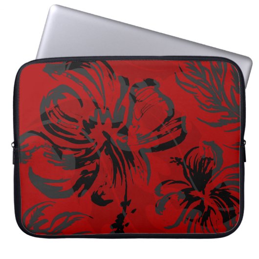 Makole Hibiskus Floral Hawaiian Neoprene Wetsuit Laptopschutzhülle (Vorderseite)