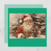 MAKOM1000- Vintage Santa Claus Art Feiertagskarte (Vorne/Hinten)
