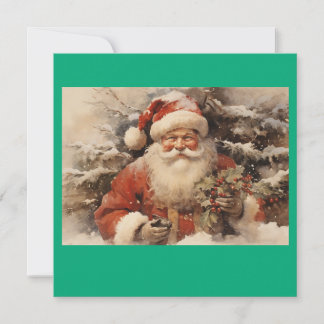 MAKOM1000- Vintage Weihnachtsmann-Kunst Feiertagskarte
