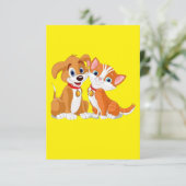 MAKOM ART - Niedlicher Hund mit Katzenillustrierun Dankeskarte (Stehend Vorderseite)