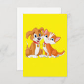 MAKOM ART - Niedlicher Hund mit Katzenillustrierun Dankeskarte (Vorne/Hinten)