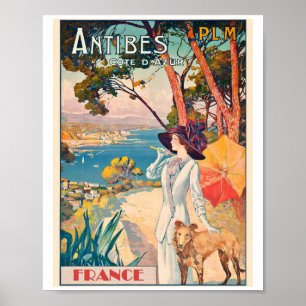 MAKOM VINTAG ART - Frankreich Antibes Reiseplakat Poster