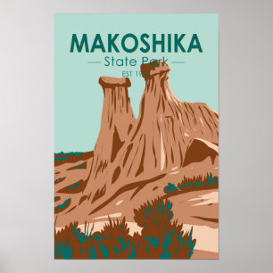 Makoshika State Park Montana Vintage auf Deutsch Poster