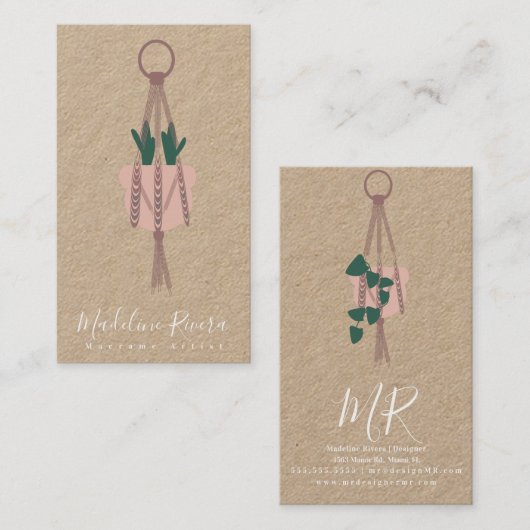 Makrame Artist Handmade Design Hanging Cactus Visitenkarte (Vorne/Hinten)