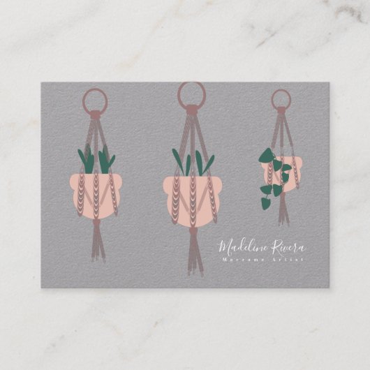 Makrame Artist Handmade Design Hanging Pflanze Gra Visitenkarte (Vorderseite)