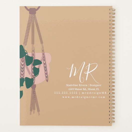 Makrame Artist Handmade Design Hanging Pflanze Tan Planer (Rückseite)