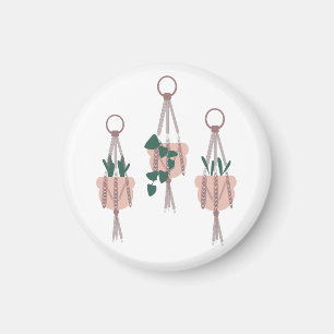 Makramee Pflanzenhänger Planter Töpfe Illustration Magnet