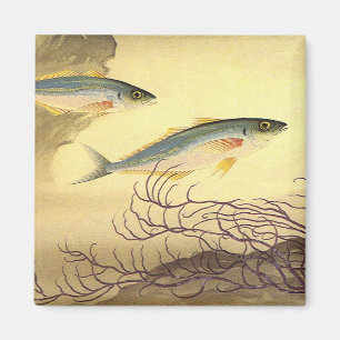 Makrelen im Ozean, Vintage-Japonismus-Kunst Magnet