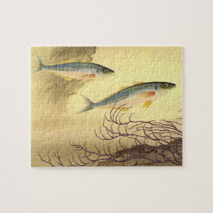 Makrelen im Ozean, Vintage-Japonismus-Kunst Puzzle
