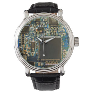 Makro Blaue Leiterplatte   PCB Foto Armbanduhr