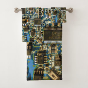 Makro Blaue Leiterplatte   PCB Foto Badhandtuch Set