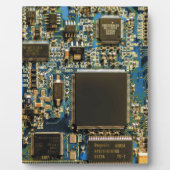 Makro Blaue Leiterplatte | PCB Foto Fotoplatte (Vorderseite)