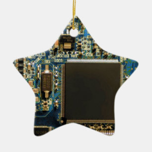 Makro Blaue Leiterplatte   PCB Foto Keramikornament