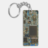 Makro Blaue Leiterplatte | PCB Foto Schlüsselanhänger (Vorderseite links)