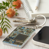 Makro Blaue Leiterplatte | PCB Foto Schlüsselanhänger (Vorderseite rechts)