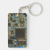 Makro Blaue Leiterplatte | PCB Foto Schlüsselanhänger (Rückseite)