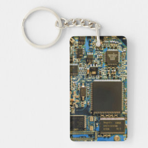 Makro Blaue Leiterplatte   PCB Foto Schlüsselanhänger