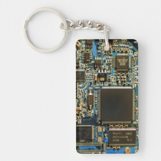 Makro Blaue Leiterplatte | PCB Foto Schlüsselanhänger (Vorderseite)